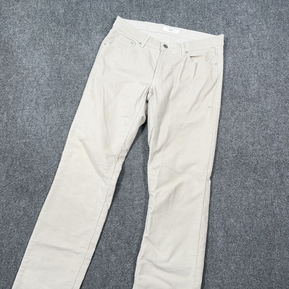 Brax Chuck Pants Mens Size 32x34 (ACT 34x34) Beige Hi-Flex Corduroy‎ Performance